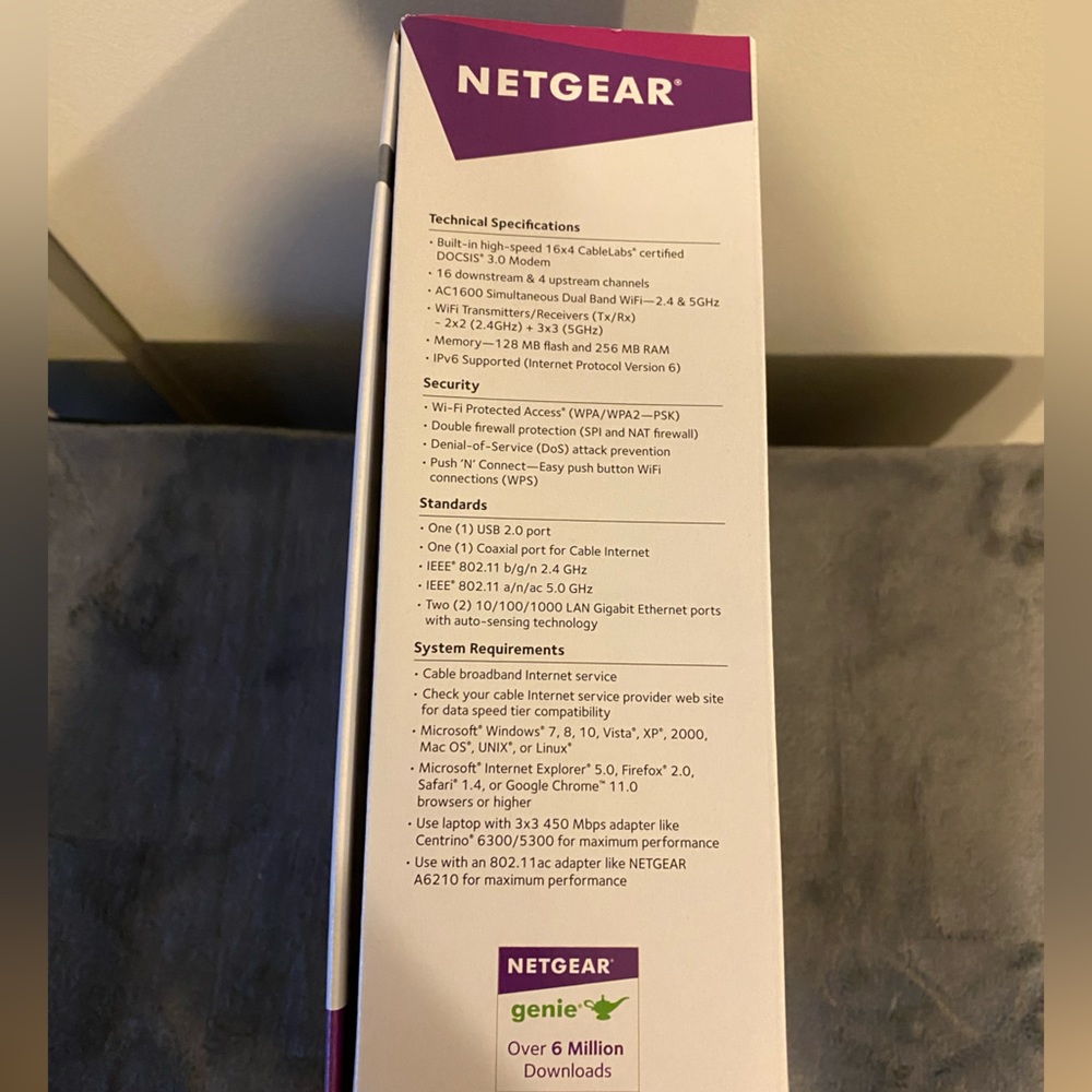 NetGear AC1600 Wi-fi Cable Modem Router (Model C6250) - Picture 3 of 11
